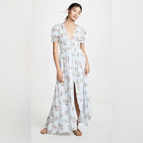 LOVESHACKFANCY Stacy Duster in Peri Floral Maxi Button Dress - Picture 4 of 13